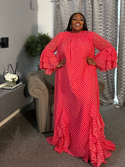 Halima Ruffle Maxi Gown PINK - DemarieLondon