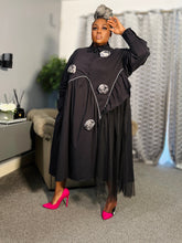 Black Rose Tulle Dress