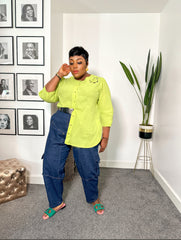 Eyelet Cutwork Blouse LIME