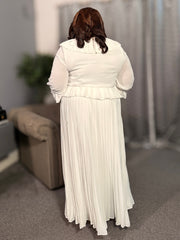 Flounce Pleat dress White