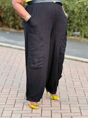 Nova Utility Linen Trouser BLACK