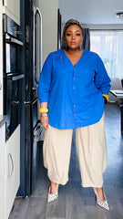 Eyelet Cutwork Blouse BLUE