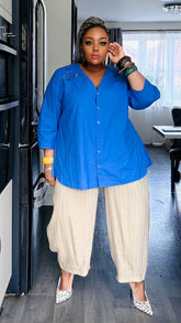 Eyelet Cutwork Blouse BLUE
