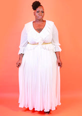 Flounce Pleat dress White