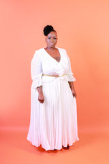 Flounce Pleat dress White