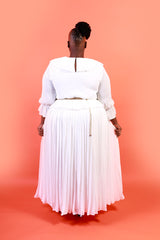 Flounce Pleat dress White