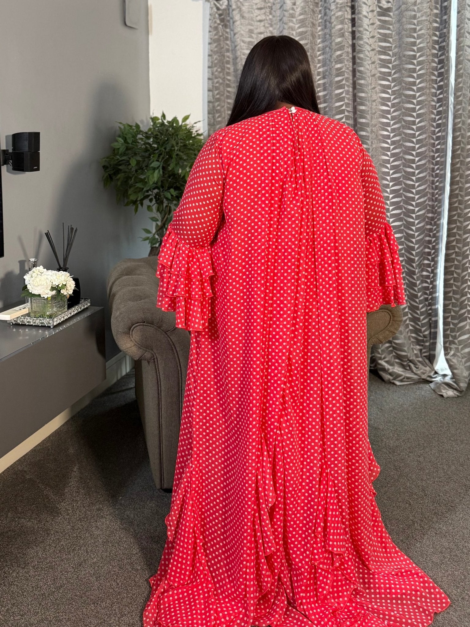 Halima Ruffle Maxi Gown PINK - DemarieLondon