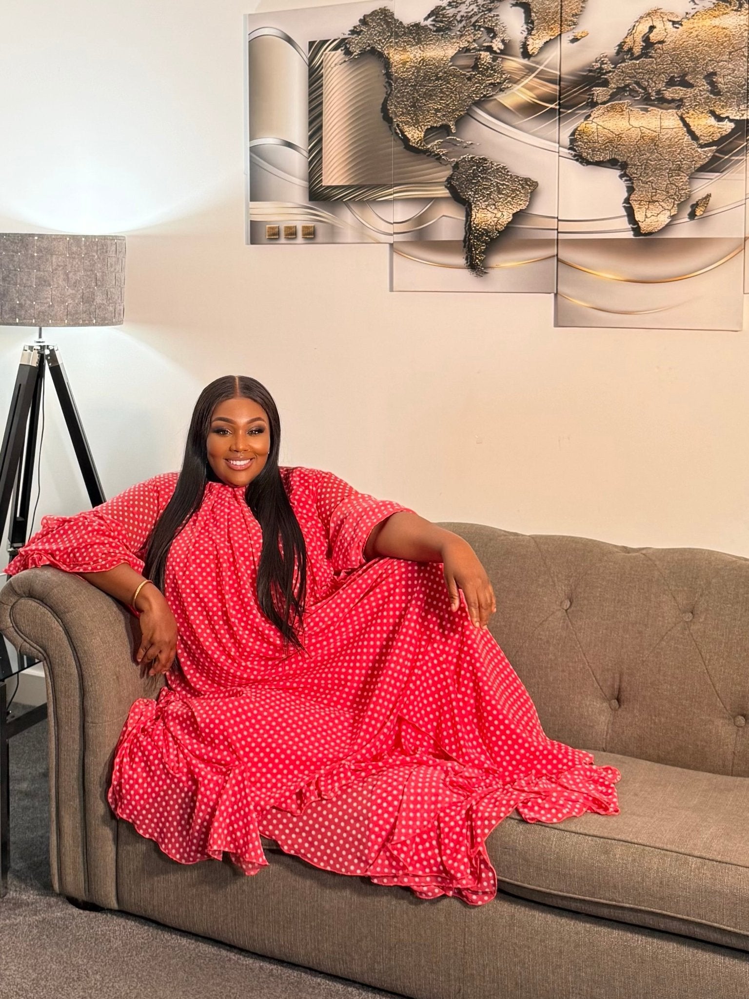 Halima Ruffle Maxi Gown PINK - DemarieLondon