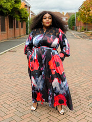 Aurora Bloom Silk Maxi Dress